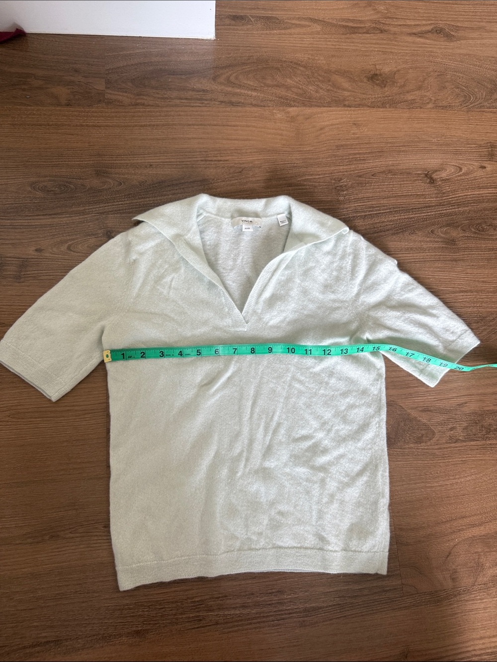 Vince Mint Green Short Sleeve Polo Sweater Cashmere Silk